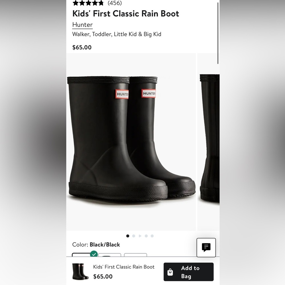 Hunter Kids Black Rain Boots